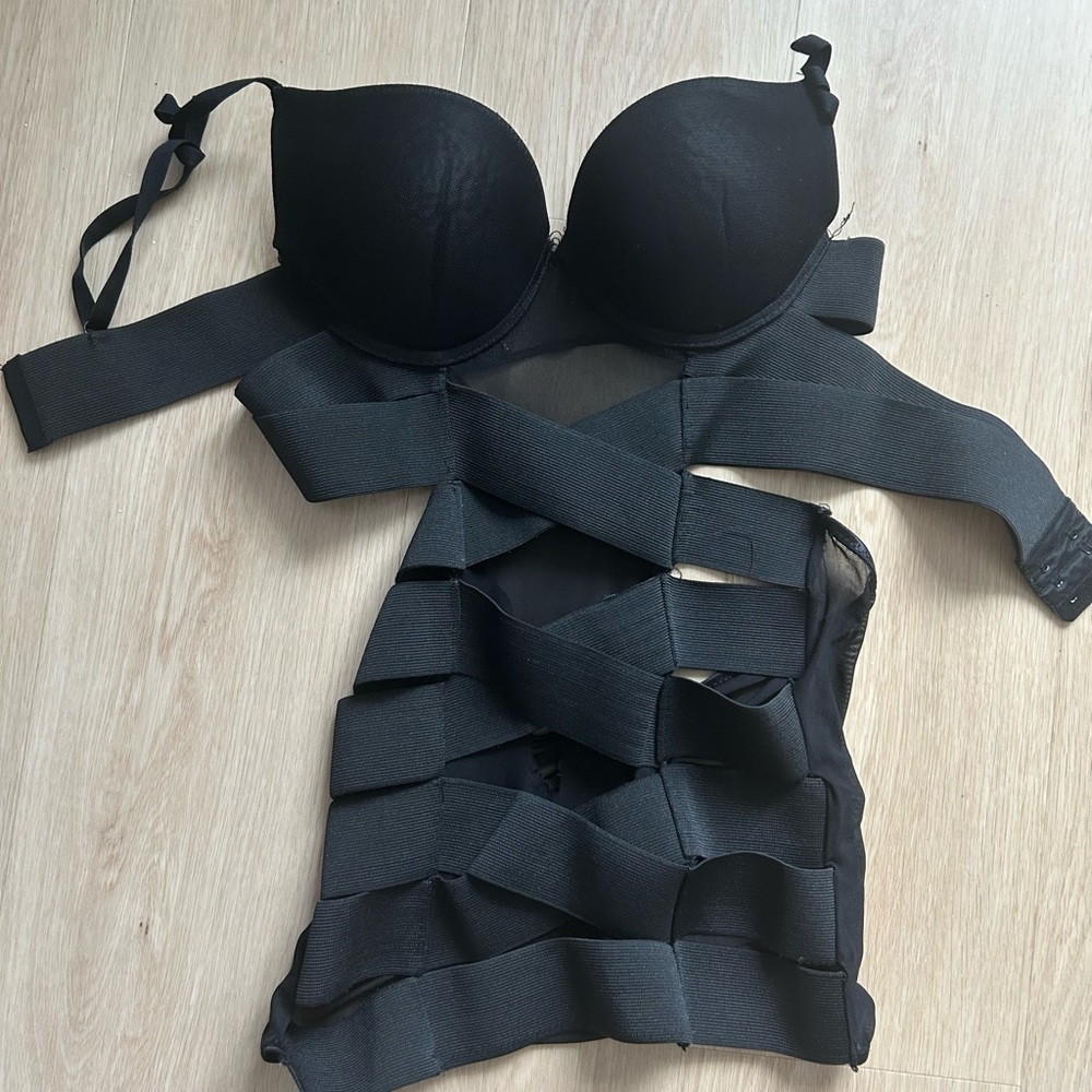 Black Strappy Bustier Top